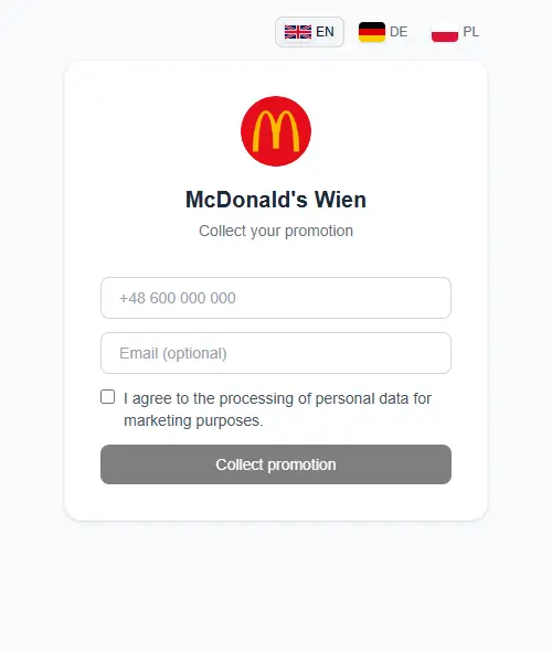 Collect consent & contact data